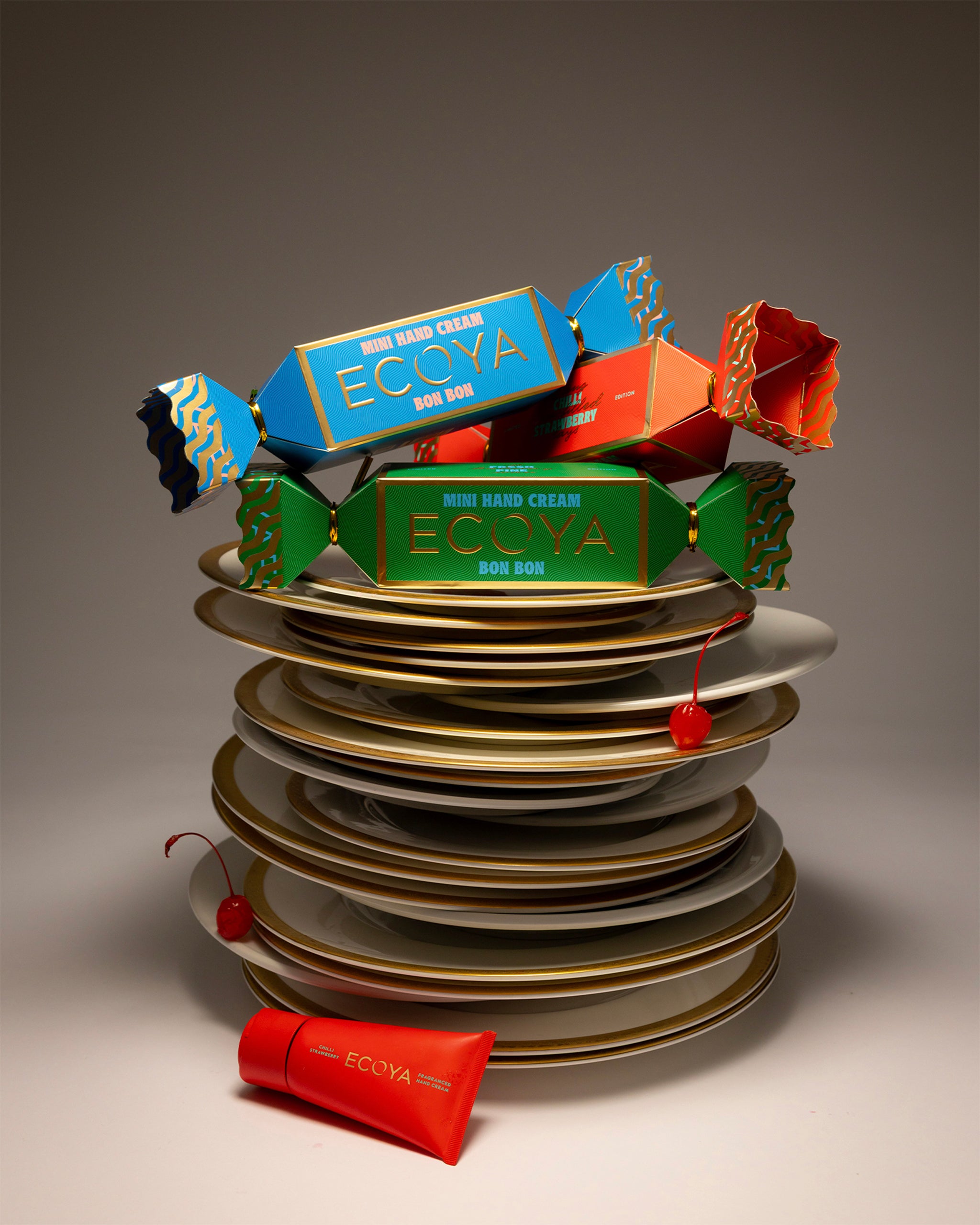 Stacked ecoya bon bons filled with handcream