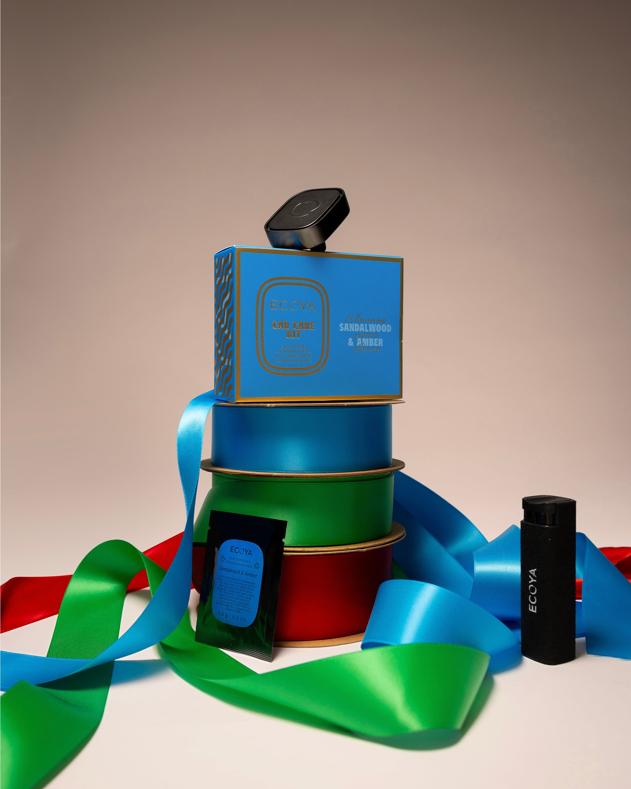 ecoya car care pack, the perfect holiday gift set for christmas. featuring the most loved car diffuser and refill