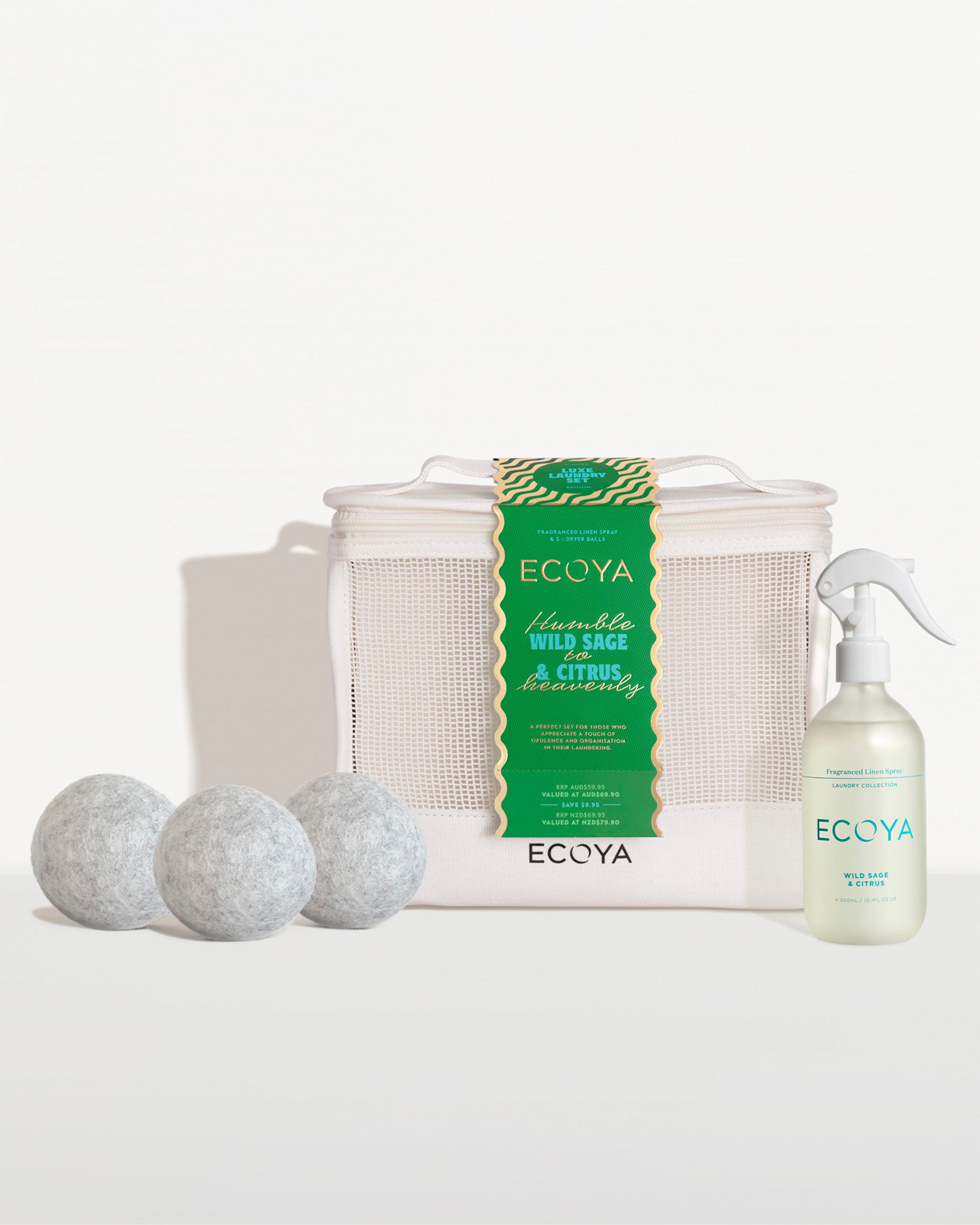 ECOYA laundry gift set, includes dryer balls and linen spray perfect gift for mum