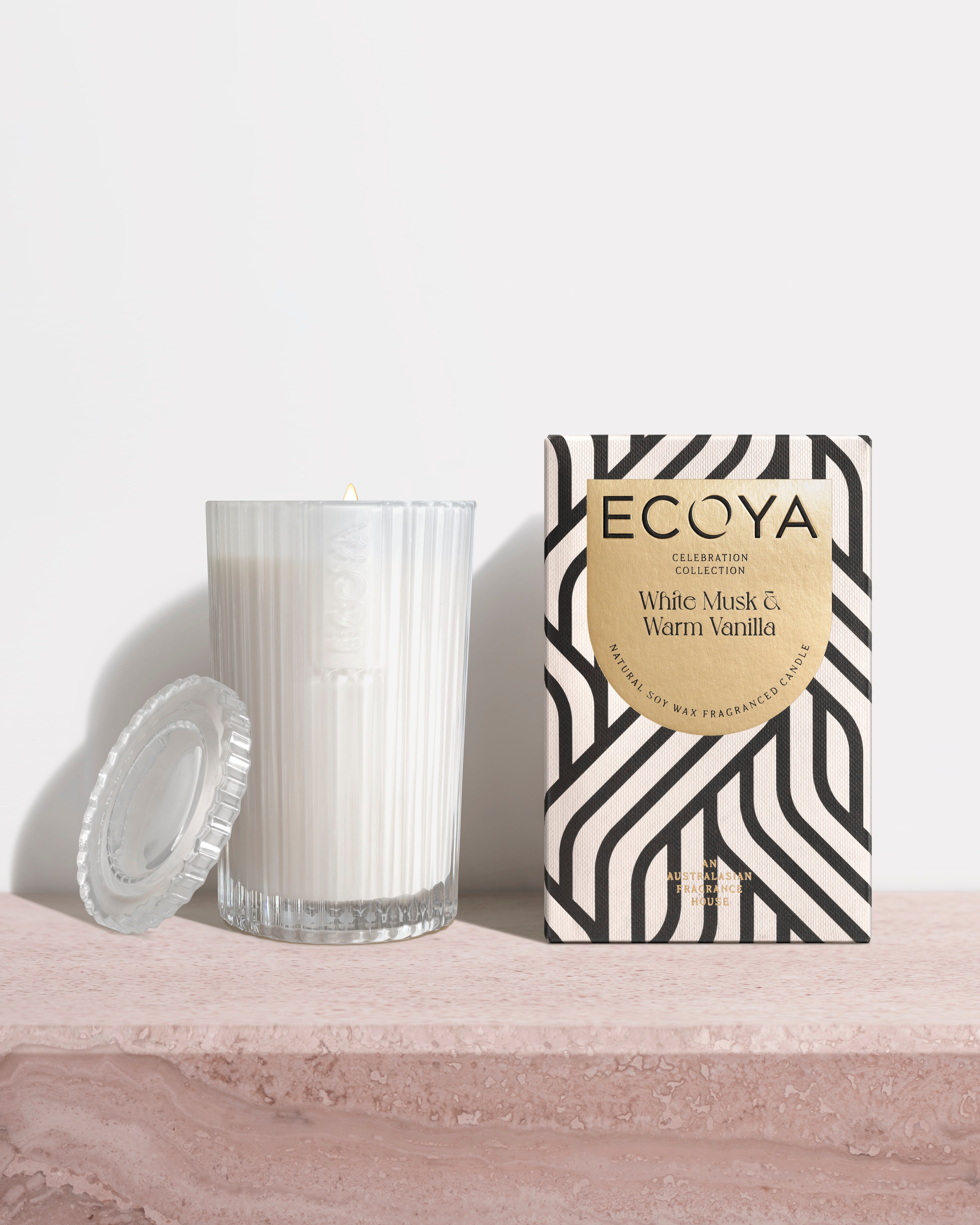 White Musk & Warm Vanilla Celebration Candle | Luxury Gifting | ECOYA